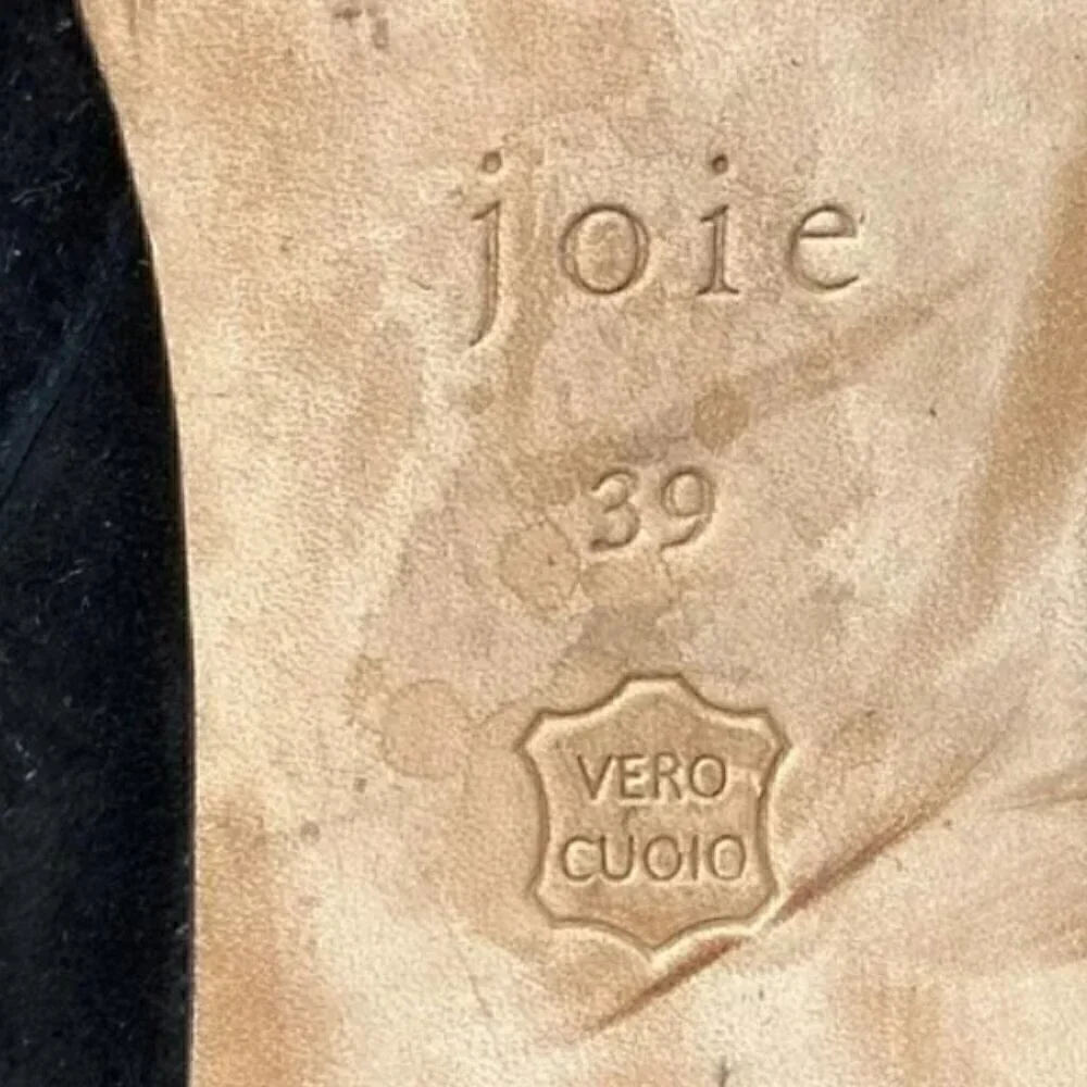 Joie Rarly Black Suede Zip Almond Toe Ankle Boots - Size 8.5 EU 39